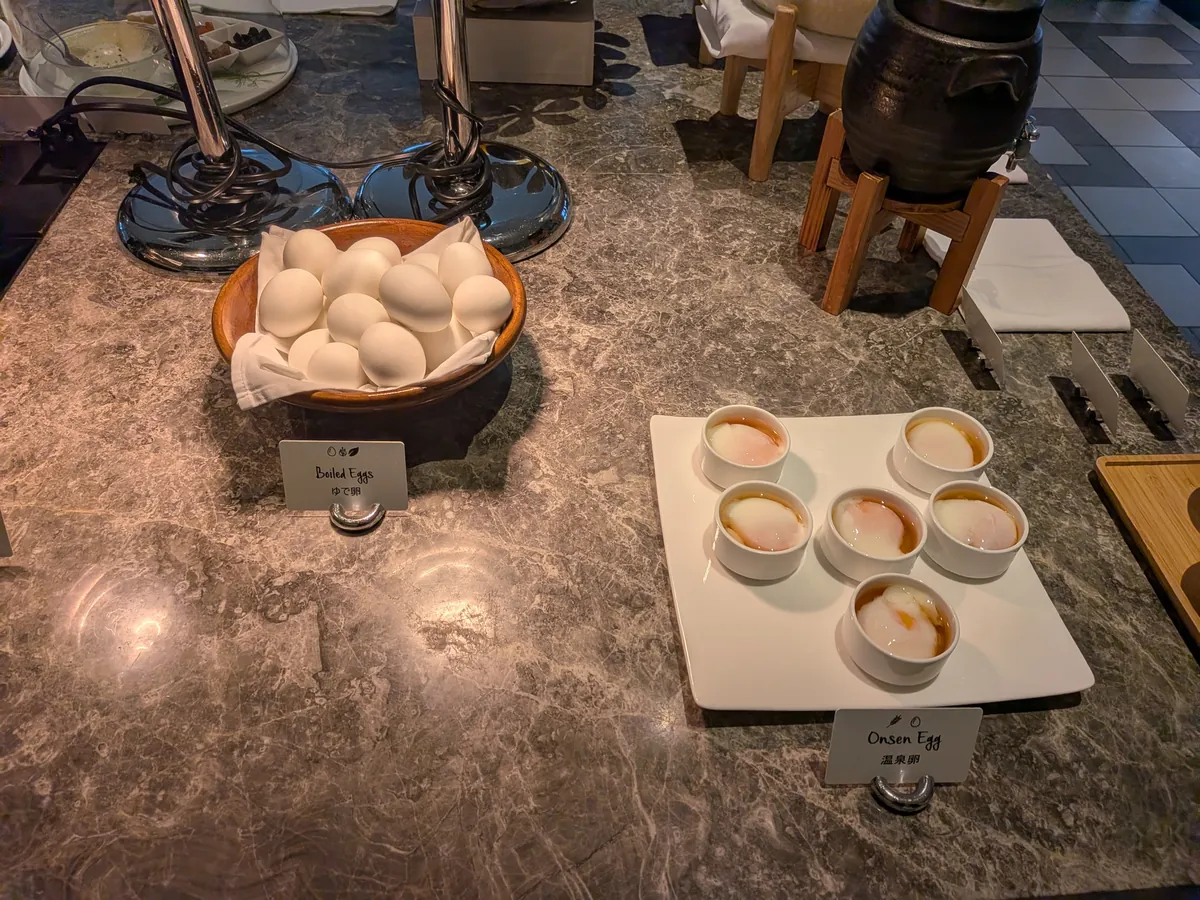 ヒルトン大阪ラウンジ 朝食卵コーナー ゆで卵・温泉卵