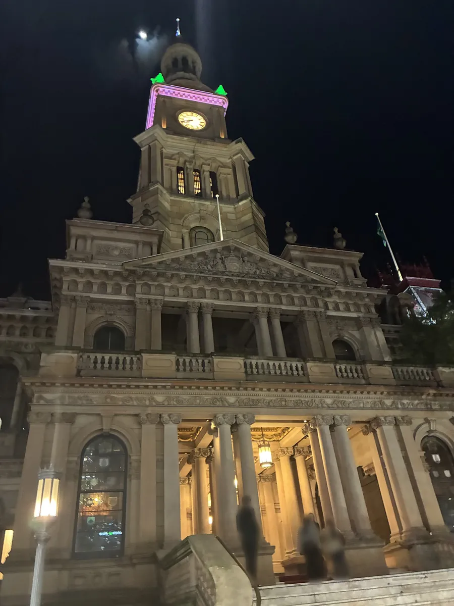 ライトアップされた夜のシドニー・タウンホール